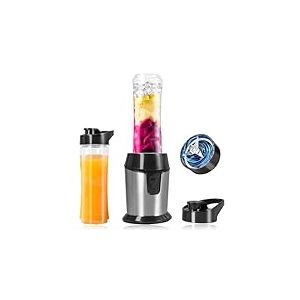 Carehabi Blender Smoothie Portable, Mini Mixeur Smoothie avec 2x600ml Flacons, Mixer Blender électrique pour Smoothies, Shake, Dips, Sauces
