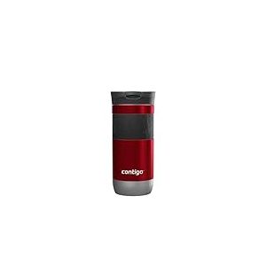 Contigo Travel Mug Byron, Stainless Steel Thermal-Mug, Coffee to go cup, 100% leakproof, Keeps hot for 7 hours, dishwasher safe lid Red 470 ml