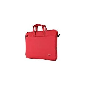 Trust Bologna Sac Mince pour Ordinateur Portable Jusqu'à 16 Pouces, Sacoche Recyclé avec Bandoulière pour Voyage, Affaires, Travail, Collège - Rouge