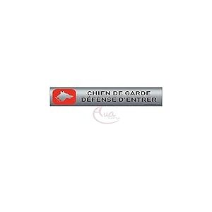Plaque de porte aluminium brossé imprimé -Dimensions 200 x 50 mm - Double face adhésif au dos - Impression UV directement sur l'aluminium (Pas de contre collage) (Chien de garde)