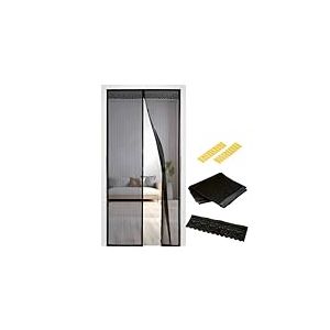 EASYmaxx Rideau de porte 90 x 210 cm"Magic Click" | Pour protéger contre les mouches et autres insectes | Fermeture magnétique pratique, montage adhésif facile [noir]