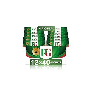 PG tips | Th&eacute; noir anglais | Go&ucirc;t cors&eacute; et rafra&icirc;chissant | 480 sachets (Lot de 12x40 Sachets)