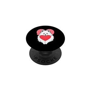 Coeur de chien en peluche pour la Saint-Valentin PopSockets PopGrip Adhésif