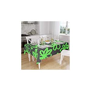 Bonamaison, Anti-moisissure, Séchage Rapide, Résistant aux Taches, Lavable en Machine, 100% Polyester Nappe de Table, Fumée Verte néon, 140 x 160 Cm - Conçu et Fabriqué en Turquie