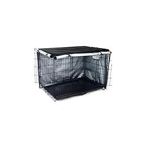 kefit Housse de Cage Durable pour Chien - Double Porte - Housse de Niche imperméable et Anti-UV pour Cage de 61 à 122 cm - Noir