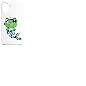 Mignon Grenouille sir&egrave;ne Kawaii Prince Couronne Pastel Queue Coque pour iPhone 16