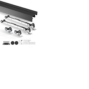VEVOR Kit quincaillerie pour porte coulissante 2438 mm, kit rail pour porte de placard coulissante robuste en alliage d'alu avec poignées à doigts, pour système 2 portes, pour épaisseur porte 35-45 mm