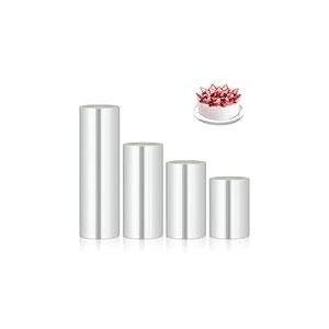 AiQInu Rodoide Transparent Patisserie 4 Rouleaux, Rhodoid patisserie 6cm/8cm/10cm/15cmx10m, Rhodoïde Feuille, Patisserie Film Bordure Gâteau Réutilisable en Acétate pour Entourer Les Gâteaux