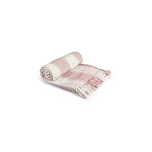 Emma Barclay Frisco – Couverture Traditionnelle en Coton recyclé à Carreaux pour Fauteuil, canapé, canapé – Rose pâle – 70 x 100 (178 x 254 cm)