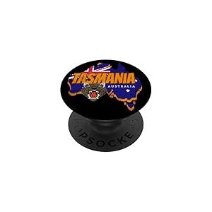 Tasmanie Australie Carte r&eacute;tro et Drapeau Vintage Souvenir PopSockets PopGrip Adh&eacute;sif