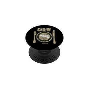 Vache Jeu de mots Cow Chow Steak Assiette Vache PopSockets PopGrip Adhésif