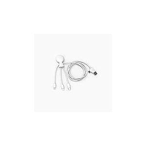 Xoopar - Mr Bio 1m Câble Multi USB 4 en 1 en Forme de Pieuvre - Chargeur Universel en Plastique Recyclé - Prise USB Universel USB-C, Lightning,Micro USB, USB pour Smartphone Universelle - Blanc