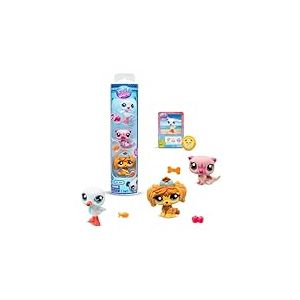 Bandai Littlest Pet Shop BF00617 Lot de 3 Animaux de Compagnie, Accessoire, Carte Collector et Code virtuel, g&eacute;n&eacute;ration 7, Animaux de Compagnie #43, #118, #111, Enfants de 4 Ans +
