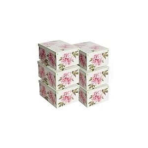Lot de 6 Bo&icirc;tes de Rangement Roses 39&times;50&times;24 cm &ndash; Carton &Eacute;pais, Made in Italy, &Eacute;l&eacute;gantes et Solides &ndash; Design Italien, Faciles &agrave; Monter, avec Poign&eacute;es