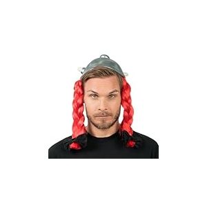 Chaks - Casque d'Obélix en latex avec tresses rouges, Astérix et Obélix, Accessoires de déguisement pour adultes, Carnaval