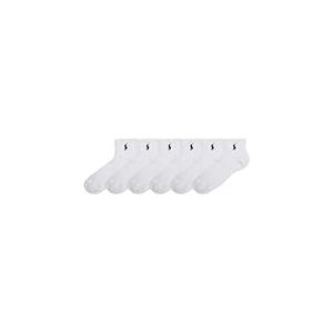 POLO RALPH LAUREN Performance Cotton Ankle Socks-6 Pair Pack-Breathable Mesh & Sport Cushioning Coussin Quarter, Blanc, 3.5-9 UK (Lot de 6) Femme