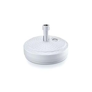 GARDENIX Pied de Parasol Rond, Blanc, Aspect rotin, Plastique, remplissable avec du Sable, de l'eau, des graviers pour Le Jardin, la Plage, la terrasse