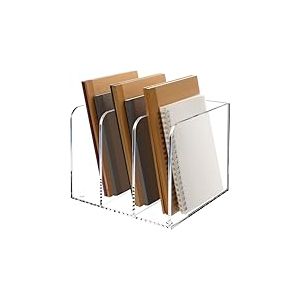 HeZone Porte-revues en acrylique transparent, organiseur de fichiers pour bureau, livres, une pièce - 3 espaces verticaux, 1 lot (B5)