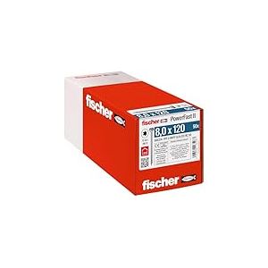 Fischer - Tirefond PowerFast FPF II HWTF 8,0x120 revêtement zingué, Filetage Total, tête hexagonale avec Empreinte Torx/Boîte de 50