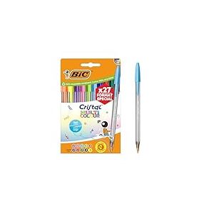BIC Cristal Multicolour Stylos-bille Pointe Large (1,6 mm) Édition Spéciale - Encres classiques, fluos et fantaisie de couleurs assorties, pack de 27