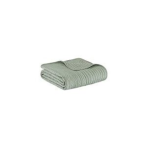 Madison Park Couverture matelassée de Luxe, Coutures damassées, Couvre-lit rempli de Coton, Ultra Doux et Confortable pour Salon, canapé, lit, 152,4 x 182,9 cm, Bordures festonnées, écume de mer
