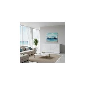 Dmora - Buffet Stefano, Buffet de Cuisine 4 Portes, Buffet de Salon, 100% Made in Italy, 200x43h86 cm, Blanc Brillant