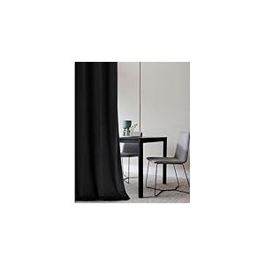 room99 Rideau en Velours avec Passe Tringle Charmy 140 x 250 Largeur x Hauteur, Décoration de fenêtre, Rideau Thermique Isolant Anti Froid et Chaleur pour Salon Noir, 1 pièce