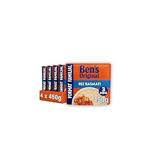 BEN'S ORIGINAL - Riz Micro-ondable Basmati Format Familial 2min, 4x450g