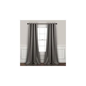 Lush Decor, Paire de Rideaux &agrave; &oelig;illets avec Doublure occultante Isolante - Gris fonc&eacute; - 304,8 cm de Long