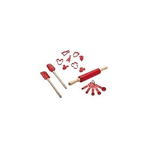Prestige Lot de 4 ustensiles de cuisine Disney Bake with Mickey Mouse avec cuill&egrave;res &agrave; mesurer, spatule en silicone, rouleau &agrave; p&acirc;tisserie et emporte-pi&egrave;ce
