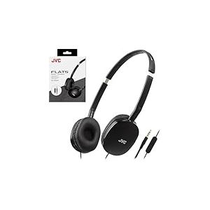 JVC HAS160MB Casque Audio Plat Pliable avec t&eacute;l&eacute;commande et Microphone, Prise Fine 3,5 mm Plaqu&eacute; Or Noir