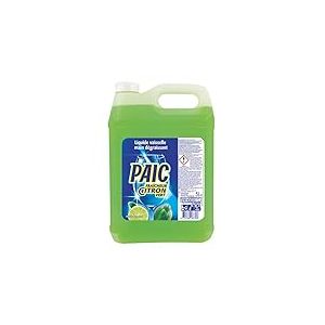 PAIC - Liquide Vaisselle Fra&icirc;cheur Citron Vert, Action Nettoyante, D&eacute;graissante et Anti-Odeur, Format &Eacute;conomique, Bidon de 5L