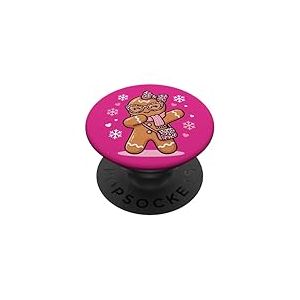 Dabbing Gingerbread Christmas Coquette Noeud Rose L&eacute;opard Fille PopSockets PopGrip Adh&eacute;sif