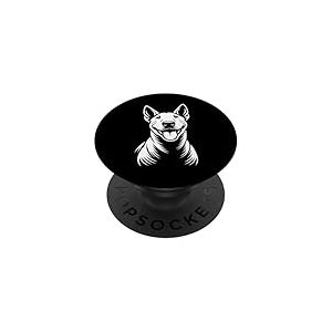 Happy Cool Bull Terrier Dog Face Line Art Portrait Graphique PopSockets PopGrip Adh&eacute;sif