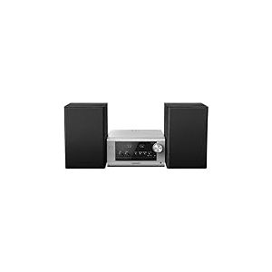 Panasonic SC-PM704EG-S Syst&egrave;me st&eacute;r&eacute;o Micro HiFi Compact avec CD, Radio Dab+/FM, USB et Bluetooth, Haut-parleurs 80 W, r&eacute;glage des Basses, Argent