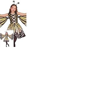 FIESTAS GUIRCA Déguisement Papillon Merveilleux Filles - Robe Papillon Monarque Jaune avec Ailes - Costume Enfants - Filles Âge 10-12 Ans
