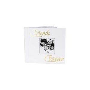 Happy Homewares Album photo moderne pour mariage avec texte en feuille dor&eacute;e pour 80 photos 4 x 6 cm Friends blanc