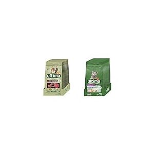 Ultima Nature No Grain Croquettes pour Chat Stérilisé Adulte sans Céréales au Boeuf: Pack 8 x 1,1 kg - Total: 8,8 kg & Ultima Croquettes Chat, Saumon, 1.5 kg (Lot de 8)