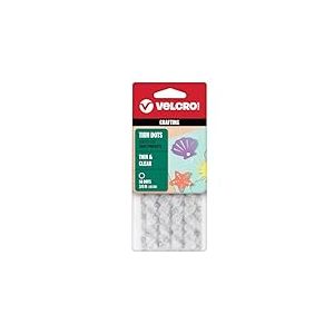 Marque VELCRO | Transparent Fin | Pastilles Adhésives | Auto-agrippantes Double Face | Profil Bas - Transparent | 9,5 mm | Pack de 56