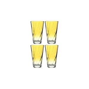 LEONARDO HOME Twist 046970 - Lot de 4 verres à eau - Passe au lave-vaisselle - Verres à eau ergonomiques et incurvés - Pour un usage quotidien - Jaune - 300 ml