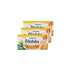 Blédina Blédidej, Céréales bébé Lactées Saveur Caramel, Dès 9 Mois, 250 ml (Pack de 3x4 briques)