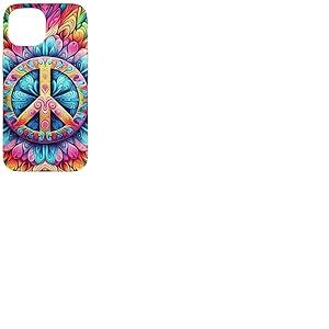 Coque pour iPhone 15 Mandala bohème hippie avec plumes et signe de paix