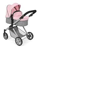Bayer Chic 2000 Poussette de poupée 2 en 1 Mila - Mélange Gris-Rose - Poignée réglable en Hauteur 39-72 cm - Armature Moderne - Poupées jusqu'à 50 cm - 3-7 Ans