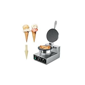 VEVOR Gaufrier à Cornet de Glace Commercial 1230 W, Appareil à Cornet de Glace et Rouleaux d'Œufs, en Acier Inoxydable Antiadhésif, avec Contrôle de la Température et du Temps, Boulangerie, Snack-bar