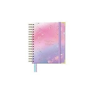 Takenote Agenda 2025 2026 - Taille A5 (16,5x20,5 cm), Un Jour Par Page, Format Académique de Septembre à Août, Spirale Double Wire’o, Bilingue : Espagnol et Anglais - Stella