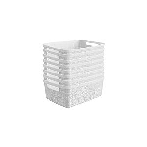 Curver Lot de 8 petits paniers de rangement décoratifs en plastique jute parfaits pour la maison, le bureau, les étagères, le garde-manger de cuisine et tous les éléments essentiels de la chambre
