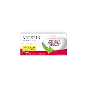 ARTERIN Levure de riz rouge 2,9 mg - Contribue à une fonction cardiaque normale* - Complément Alimentaire à base de levure de riz rouge et de *Vitamines B1-90 Comprimés - Pack éco