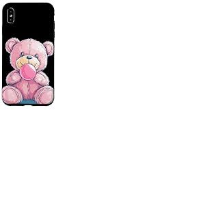 Costume d'ours en peluche rose avec chewing-gum bulles Coque pour iPhone XS Max
