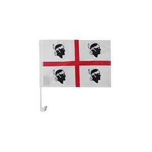 AZ FLAG - Drapeau Sardaigne Pour Décoration Voiture Avec Attaches En PVC Et Système d'Accroche - Car Flag Sarde - Italie - 100% Polyester - 50g - 45x30 cm