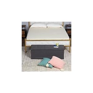 FurnitureR L-110cm Banc de Rangement pour Chambres d'enfants, Ottoman en Bout de Lit, Coffre de Rangement Int&eacute;rieur avec Compartiment Amovible, Pliable Coffre de Rangement Tabouret, Tissu Gris